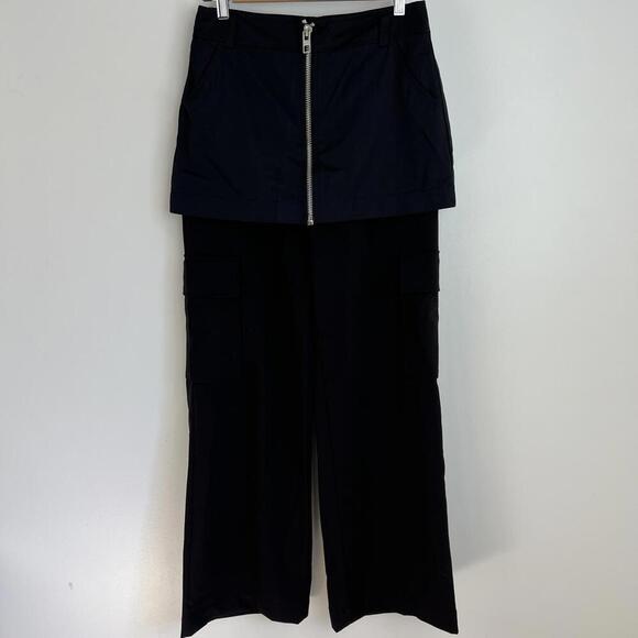 Brand New Zara Women's XS Black Skirt Front Full Zipper Wide Leg Pants 4391/507 - Picture 2 of 13